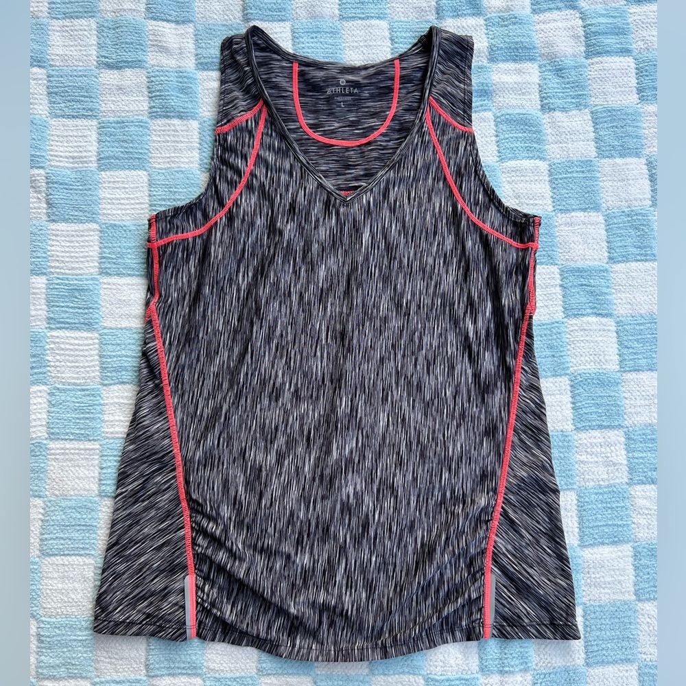 Athleta Black and Gray Fitted Sleeveless Tank Top